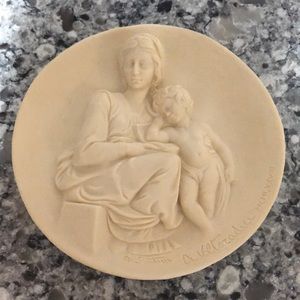 Pensive Madonna alabaster vintage wall hanging